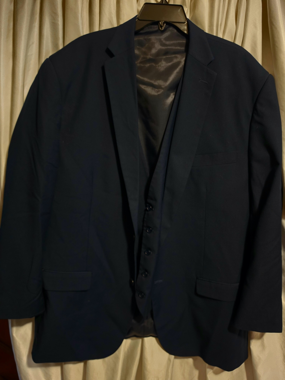 Men Studio Ferera Navy Blue Suit Jacket & Vest Classic Tailored Blazer 50L X 46W